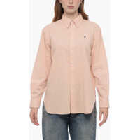 Camasi casual Solid Color Button-Down Collar Shirt With Embroidered Logo Femei