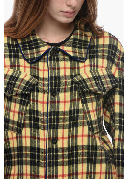 Camasi casual PIERRE-LOUIS MASCIA Tartan Checked Wool Overshirt Yellow Femei (BM 15969542) 3