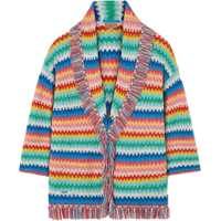 Cardigane Knitted Rainbow Cardigan With Frindge Detailing Femei