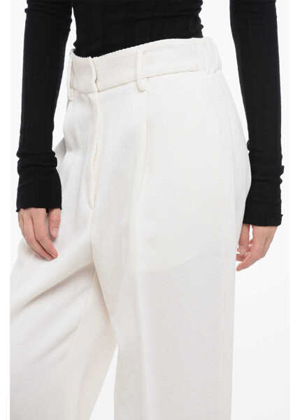 Pantaloni casual forteforte Cotton And Virgin Wool Single-Pleat Pants White Femei (BM 15969737) 2