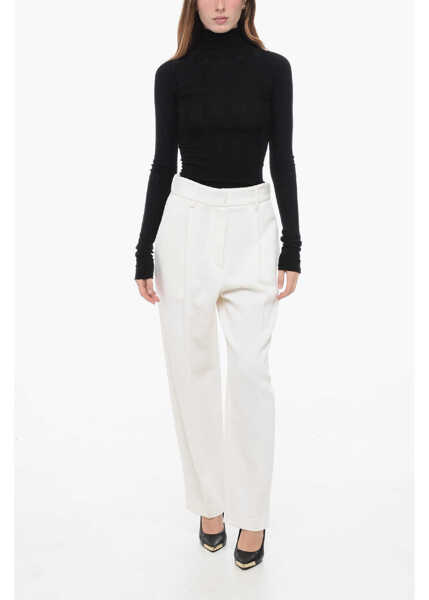 Pantaloni casual forteforte Cotton And Virgin Wool Single-Pleat Pants White Femei (BM 15969737) 3
