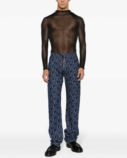 Blugi drepti LUDOVIC DE SAINT SERNIN Straight Fit Monogram Denims With Lace-Up Detail 23Cm Blue Femei (BM 15969809) 2