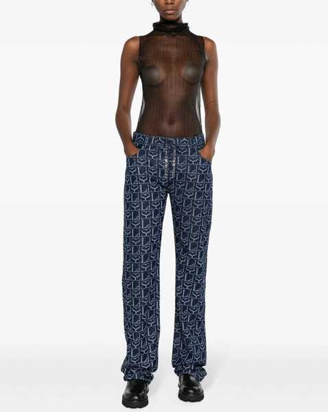 Blugi drepti LUDOVIC DE SAINT SERNIN Straight Fit Monogram Denims With Lace-Up Detail 23Cm Blue Femei (BM 15969809) 3