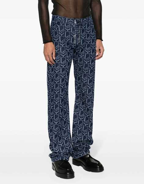 Blugi drepti LUDOVIC DE SAINT SERNIN Straight Fit Monogram Denims With Lace-Up Detail 23Cm Blue Femei (BM 15969809) 4