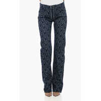 Blugi drepti Straight Fit Monogram Denims With Lace-Up Detail 23Cm Femei