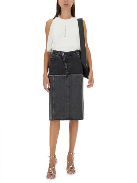 Fuste casual Alexander McQueen Two-Tone Denim Skirt BLACK Femei (BM 15970142) 2
