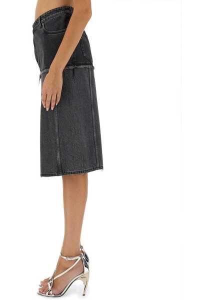 Fuste casual Alexander McQueen Two-Tone Denim Skirt BLACK Femei (BM 15970142) 4