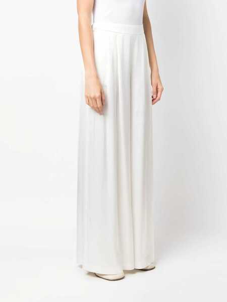 Pantaloni office Fabiana Filippi Double-Pleated Palazzo Pants With Satin Effect White Femei (BM 15970388) 3