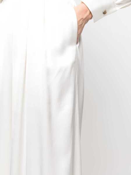 Pantaloni office Fabiana Filippi Double-Pleated Palazzo Pants With Satin Effect White Femei (BM 15970388) 5