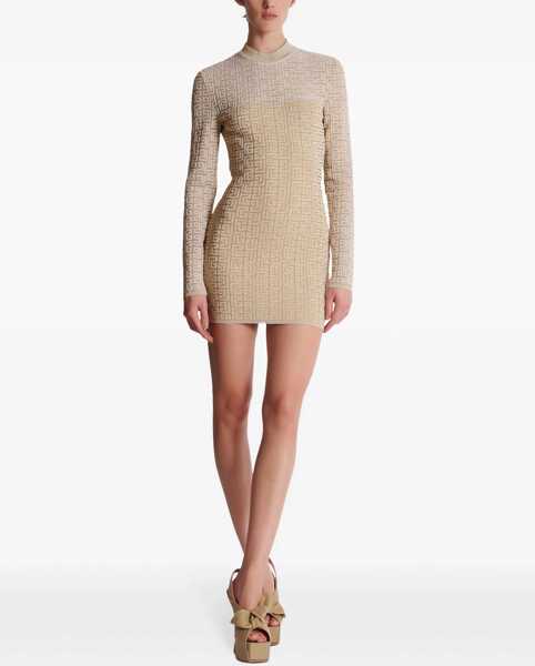 Rochii elegante Balmain Pb Labyrinth Monogram Dress BEIGE Femei (BM 15970565) 2