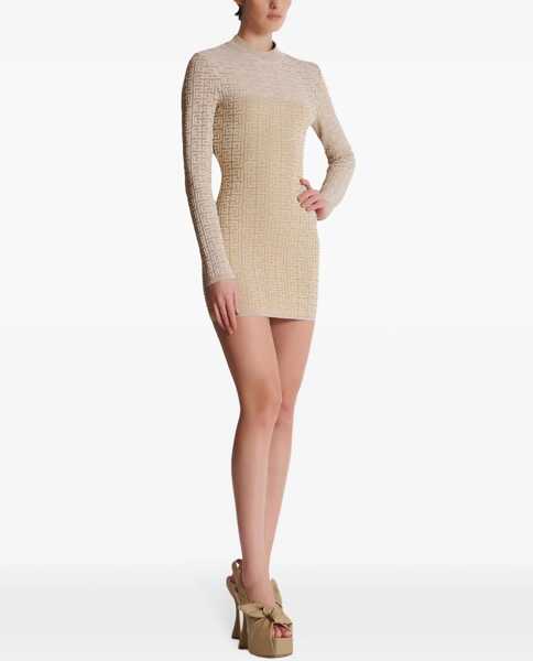 Rochii elegante Balmain Pb Labyrinth Monogram Dress BEIGE Femei (BM 15970565) 3