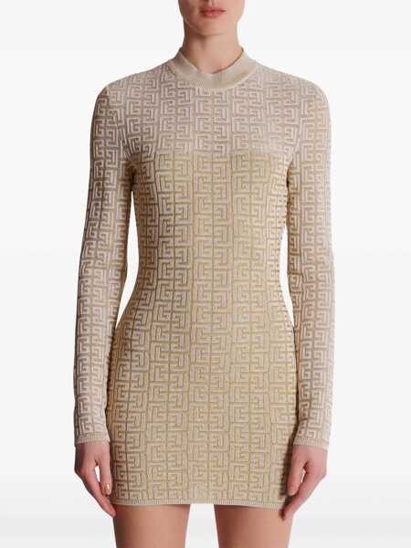 Rochii elegante Balmain Pb Labyrinth Monogram Dress BEIGE Femei (BM 15970565) 5