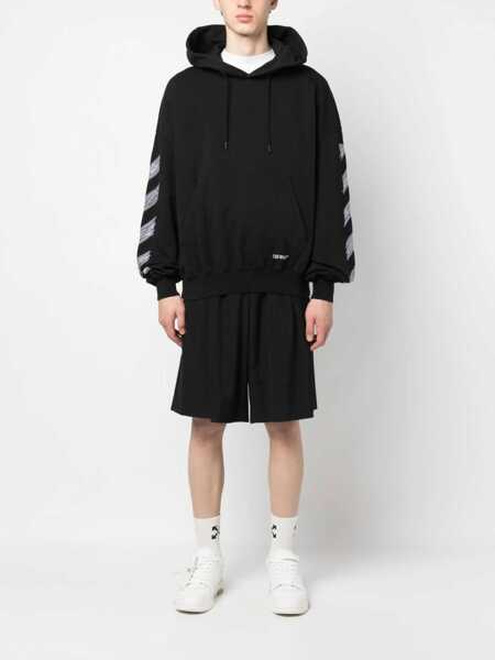 Bluze de trening Off-White Cotton Hoodie With Patch Pocket Black Barbati (BM 15970595) 3