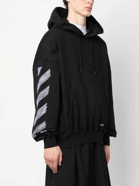Bluze de trening Off-White Cotton Hoodie With Patch Pocket Black Barbati (BM 15970595) 4