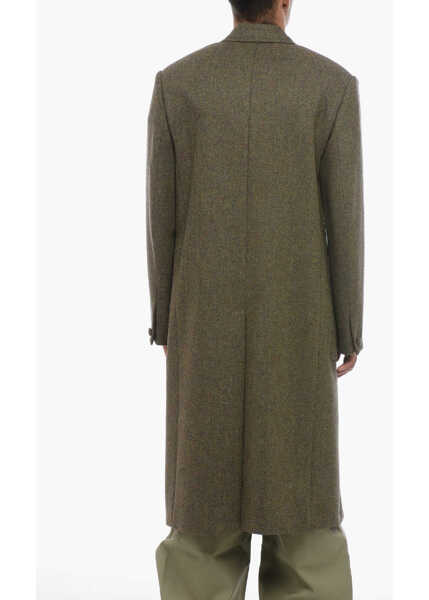 Paltoane Givenchy Herringbone Wool Doble Breasted Coat Green Barbati (BM 15970634) 2