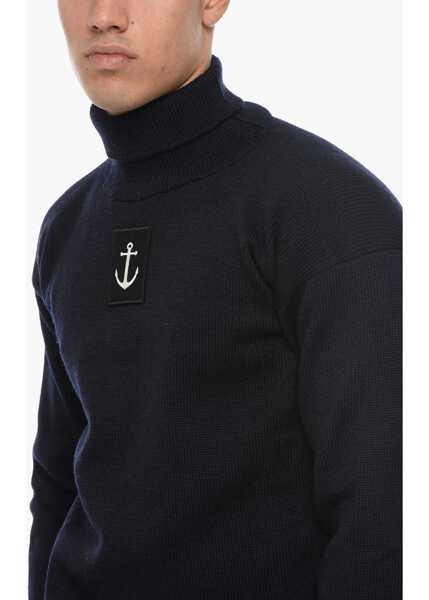 Pulovere casual Jil Sander Turtleneck Anchor Pullover With Front Patch Blue Barbati (BM 15970658) 3