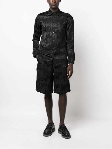 Pantaloni scurti Alexander McQueen Monogram Patterned Jacquard Satin Shorts Black Barbati (BM 15970847) 2