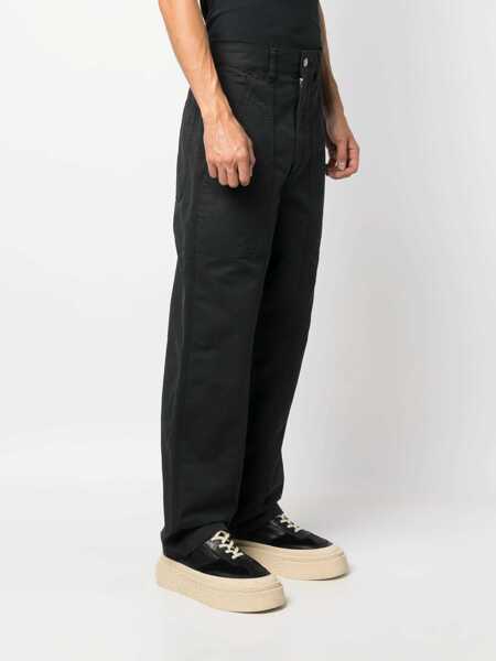 Pantaloni casual Isabel Marant Cotton Carrot Fit Pants With Belt Loops Blue Barbati (BM 15971036) 3