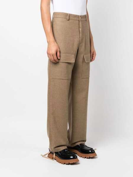 Pantaloni casual Kenzo Twill Wool Cargo Pants With Drawstringed Ankle Beige Barbati (BM 15971039) 3