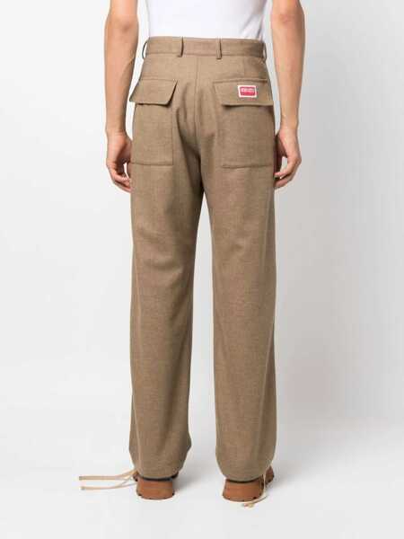 Pantaloni casual Kenzo Twill Wool Cargo Pants With Drawstringed Ankle Beige Barbati (BM 15971039) 4