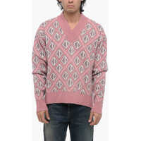 Pulovere Cashmere Blend Diamond V Neck Sweater Barbati