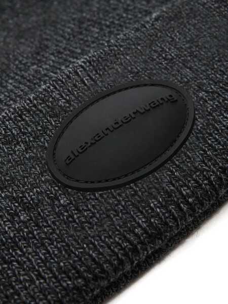 Caciuli Alexander Wang Alexander Wang Ribbed Beanie With Domed Logo Patch Accessories GREY Femei (BM 15972608) 3