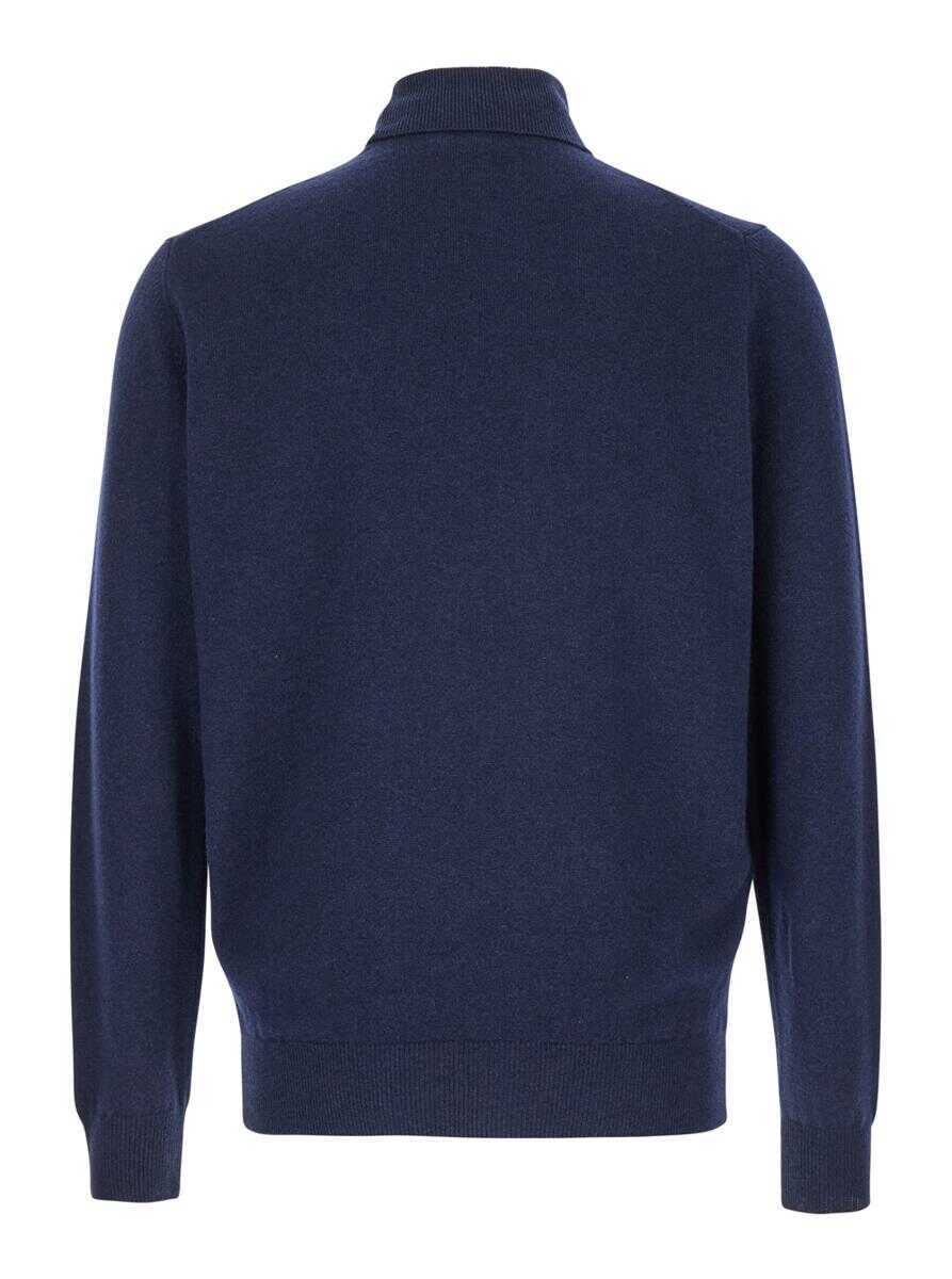 Pulovere PLAIN Blue Turtleneck Sweater In Merino Wool And Silk Blend Man BLUE Barbati (BM 15979436) 2