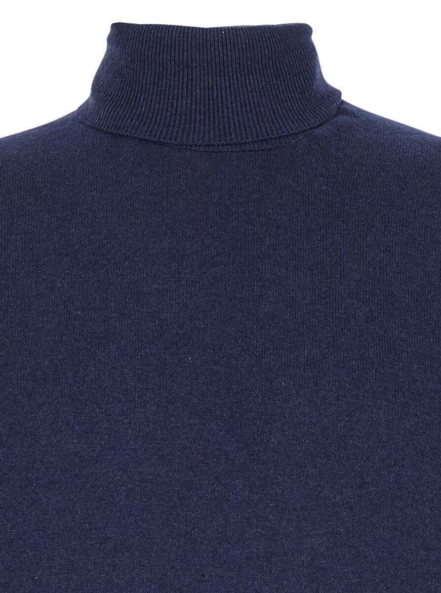 Pulovere PLAIN Blue Turtleneck Sweater In Merino Wool And Silk Blend Man BLUE Barbati (BM 15979436) 3