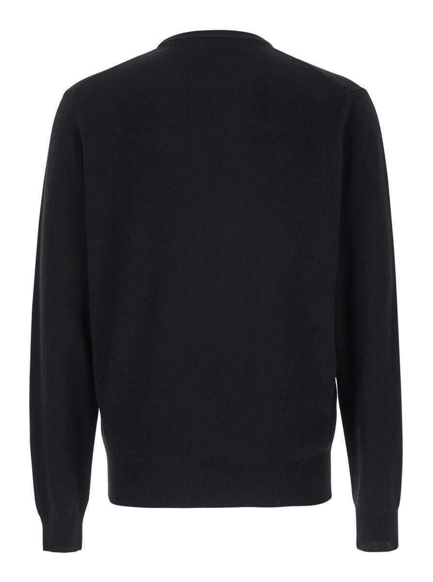 Pulovere PLAIN Black Crewneck Sweater In Merino Wool And Silk Blend Man Black Barbati (BM 15980207) 2