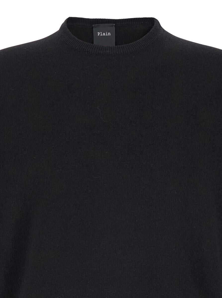 Pulovere PLAIN Black Crewneck Sweater In Merino Wool And Silk Blend Man Black Barbati (BM 15980207) 3