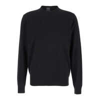 Pulovere PLAIN Black Crewneck Sweater In Merino Wool And Silk Blend Man