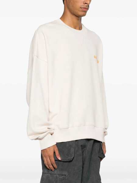 Bluze de trening A PAPER KID Brushed Cotton Crew-Neck Sweatshirt With Printed Logo Beige Barbati (BM 15985043) 4