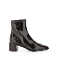 Bocanci Black Ankle Boots With Logo Plate In Patent Leather Woman Femei