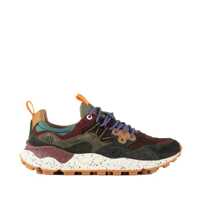 Sneakers Flower Mountain Yamano 3 Uni In Suede And Technical Fabric Green Red And Brown Barbati