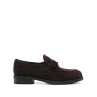 Mocasini Prada Enamel Triangle-Logo Suede Loafers Femei