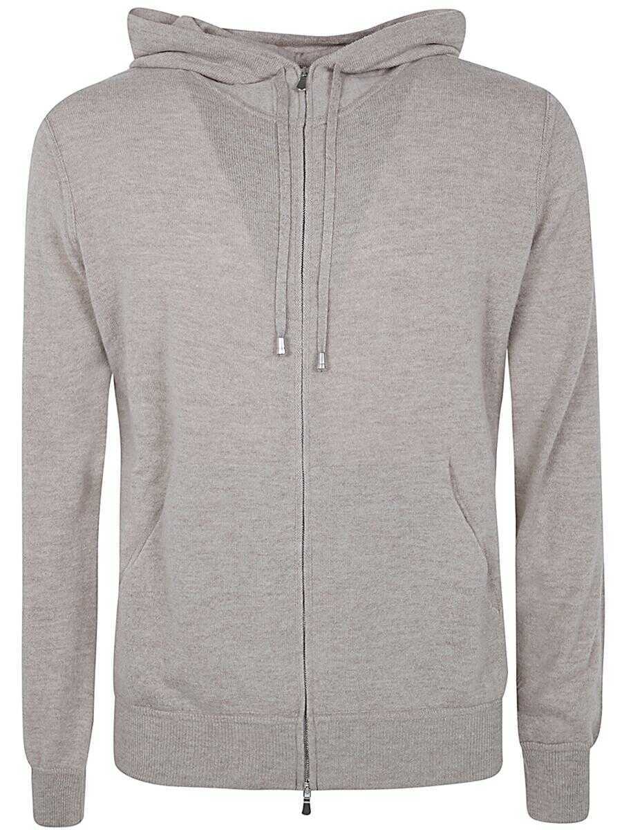 Bluze de trening FILIPPO DE LAURENTIIS Filippo De Laurentiis Long Sleeves Cashmere Wool Full Zip Hoodie Clothing Beige Barbati (BM 16005644) 1