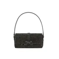 Genti de mana Self-Portrait Black Rhinestone Mesh Baguette Bag Femei