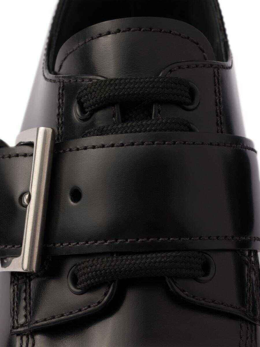 Sneakers Prada Prada Brushed Leather Lace-Up Shoes Black Femei (BM 16057751) 5