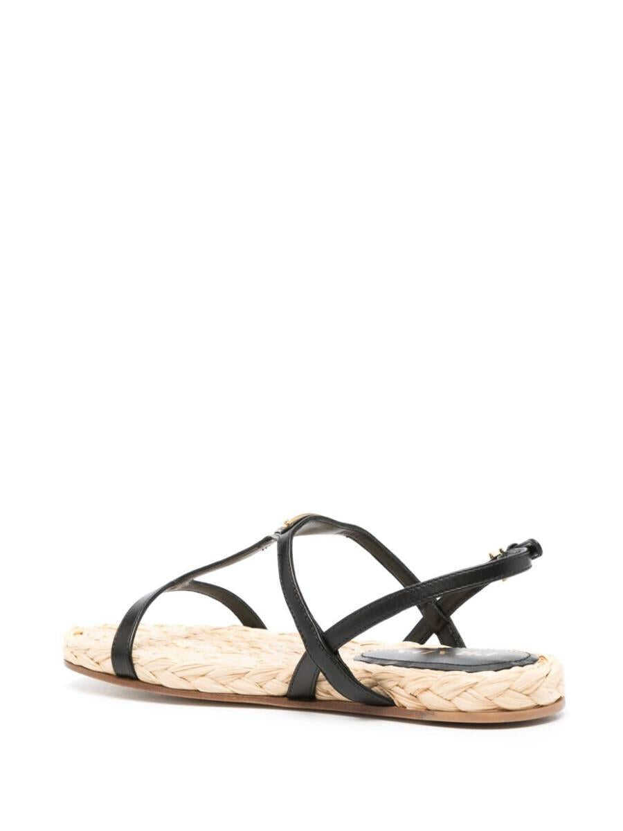 Sandale Prada Prada Enamel Triangle-Logo Flat Sandals Black Femei (BM 16057838) 3