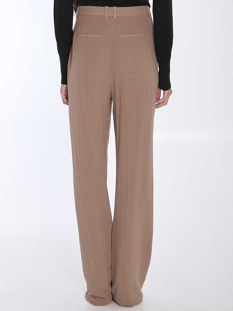 Pantaloni casual Saint Laurent Silk Crpe Trousers Beige Femei (BM 16059176) 4