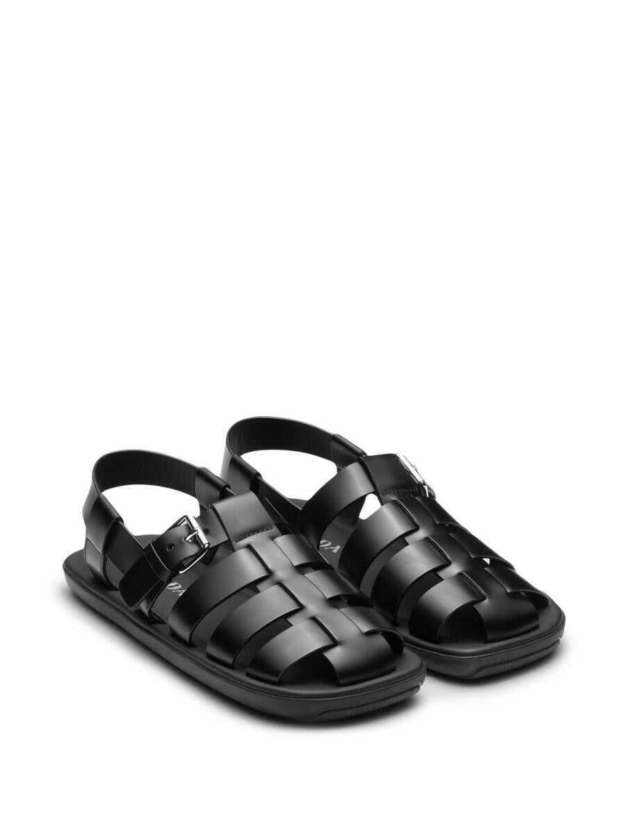 Sandale Prada Prada Interwoven Straps Flat Sandals Black Barbati (BM 16059416) 3