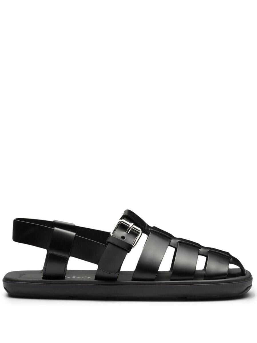 Sandale Prada Prada Interwoven Straps Flat Sandals Black Barbati (BM 16059416) 1
