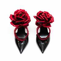 Pantofi Saint Laurent Dama - Pantofi cu toc Saint Laurent Saint Laurent Pointed Flower Pumps Black Femei (BM 16059977) - B-mall.ro