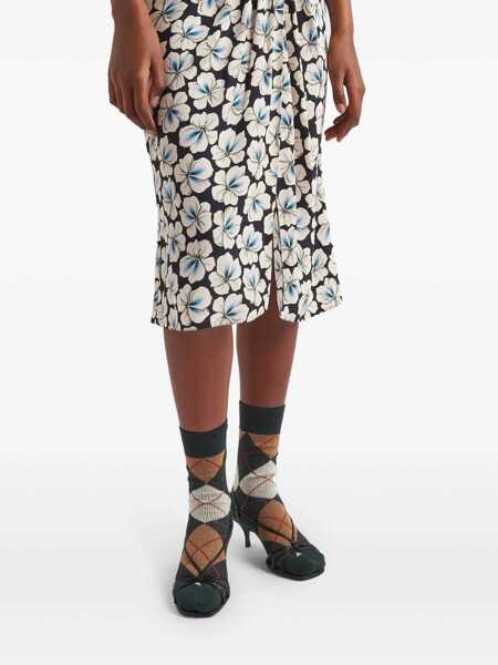 Sosete Prada Prada Argyle-Check Crew Socks BOSCO Femei (BM 16060679) 3