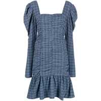 Rochii Ganni Stretch Seersucker Gathered Mini Dress Clothing Femei