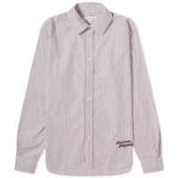 Camasi Maison Kitsuné Classic Shirt In Striped Cotton With Logo Handwrit Clothing Barbati