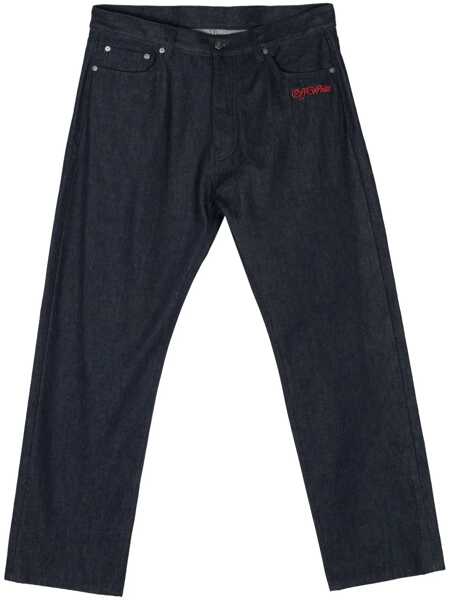 Blugi Off-White Off-White Script Raw Skate Jeans NAVY BLUE/RED Barbati (BM 16068056) 1