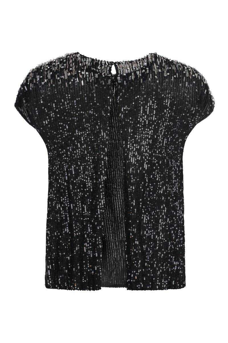 Bluze Elisabetta Franchi Elisabetta Franchi Sequined Blouse Black Femei (BM 16068833) 2