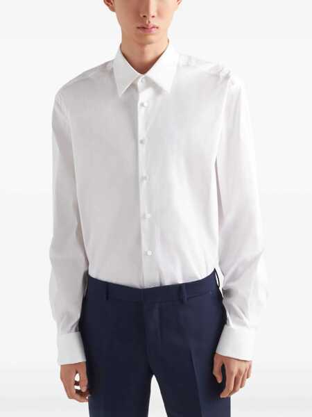 Camasi Prada Prada Long-Sleeve Cotton Shirt White Barbati (BM 16070060) 3