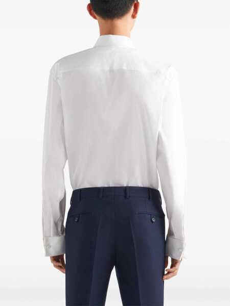 Camasi Prada Prada Long-Sleeve Cotton Shirt White Barbati (BM 16070060) 4
